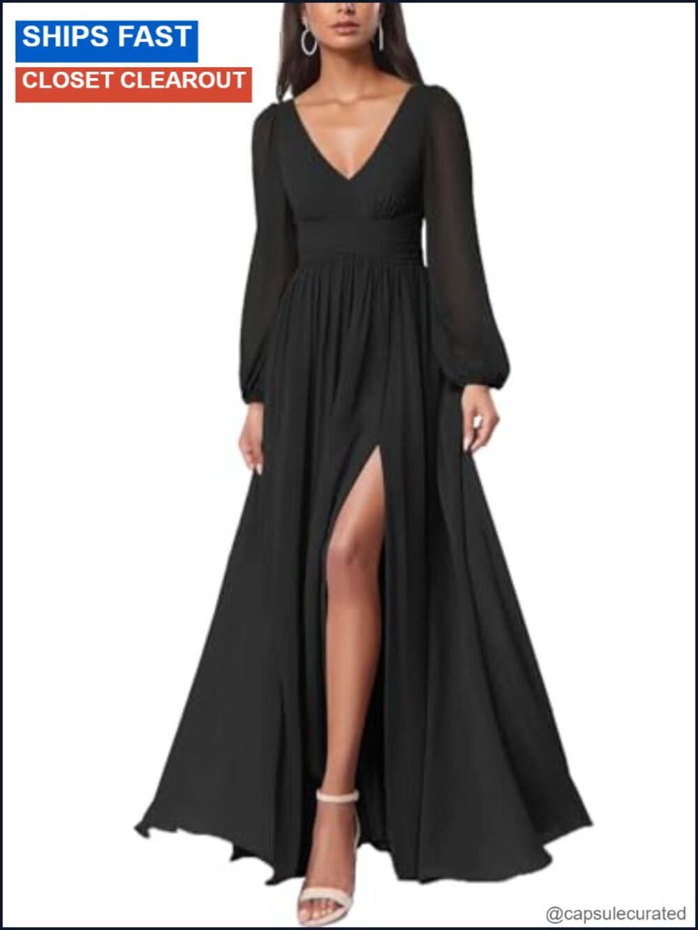 Women's Mesh Deep V Neck Open Back Sheer Long Sleeve Slit Leg Maxi Dress Formal